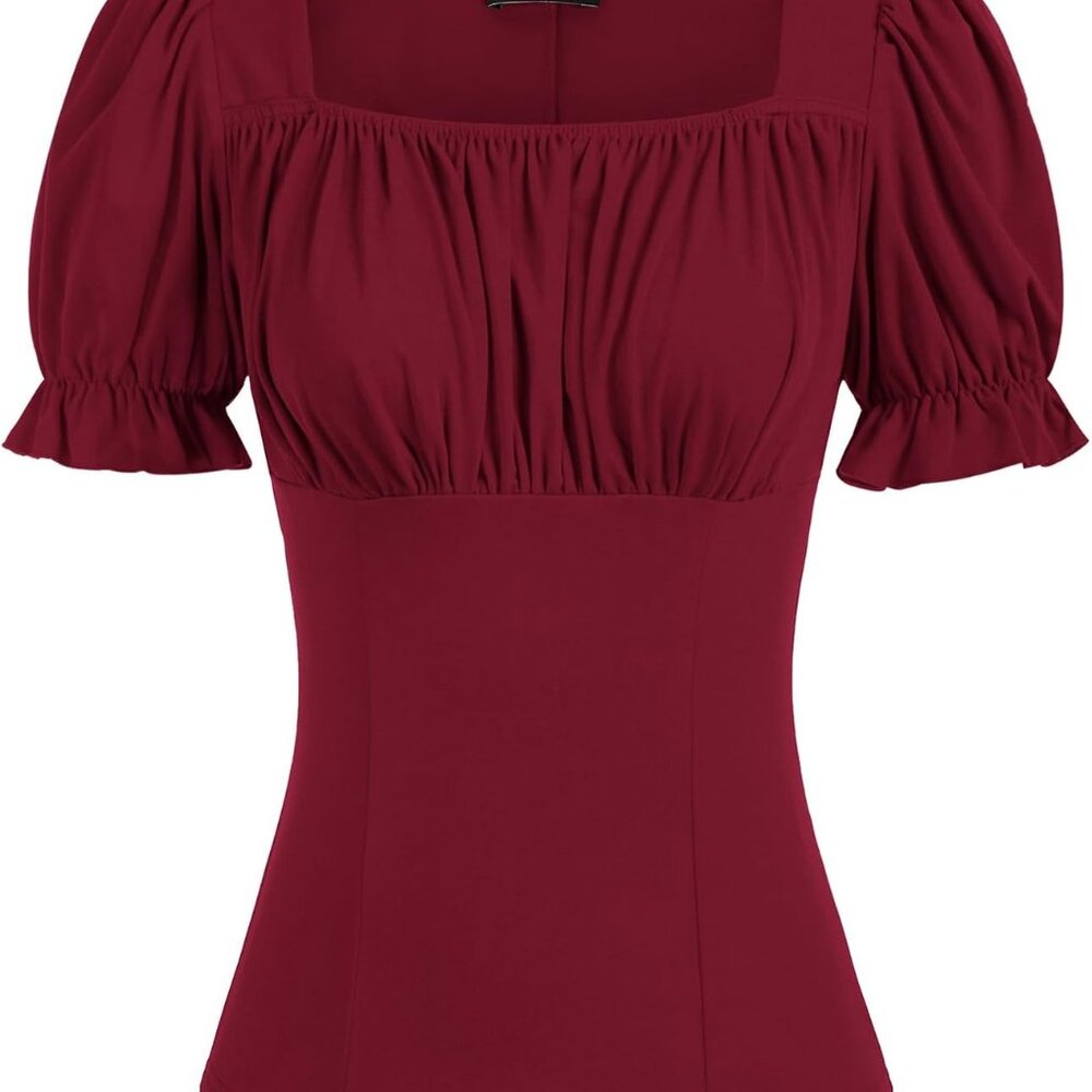Women's Renaissance Shirt Puff Sleeve Square Neck Peasant Tops